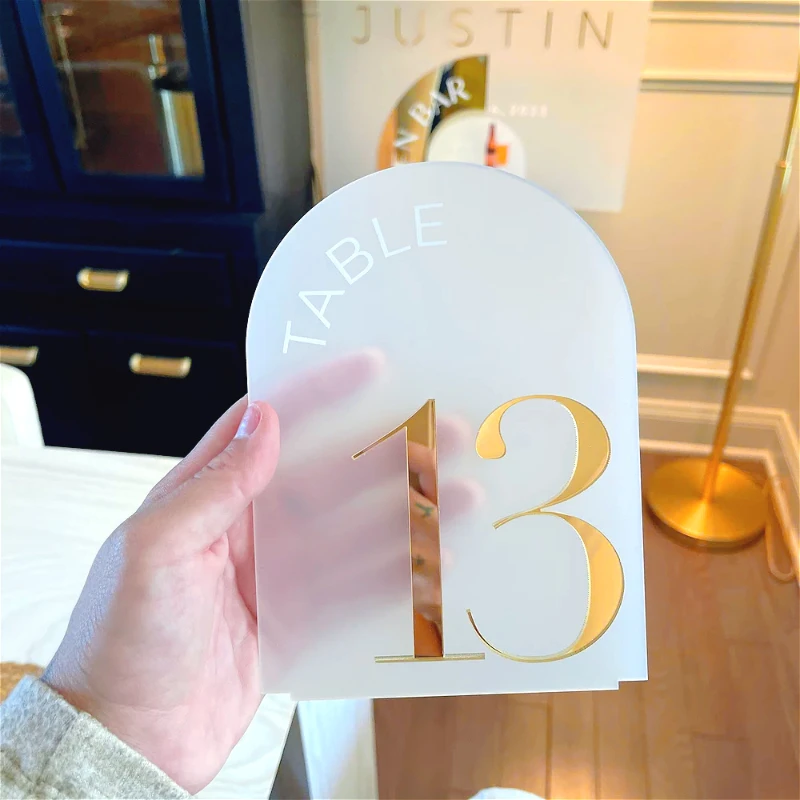 Frosted Arch Acrylic Table Numbers Table Signs Wedding Decor Wedding Signage Black Numbers Reception Decor