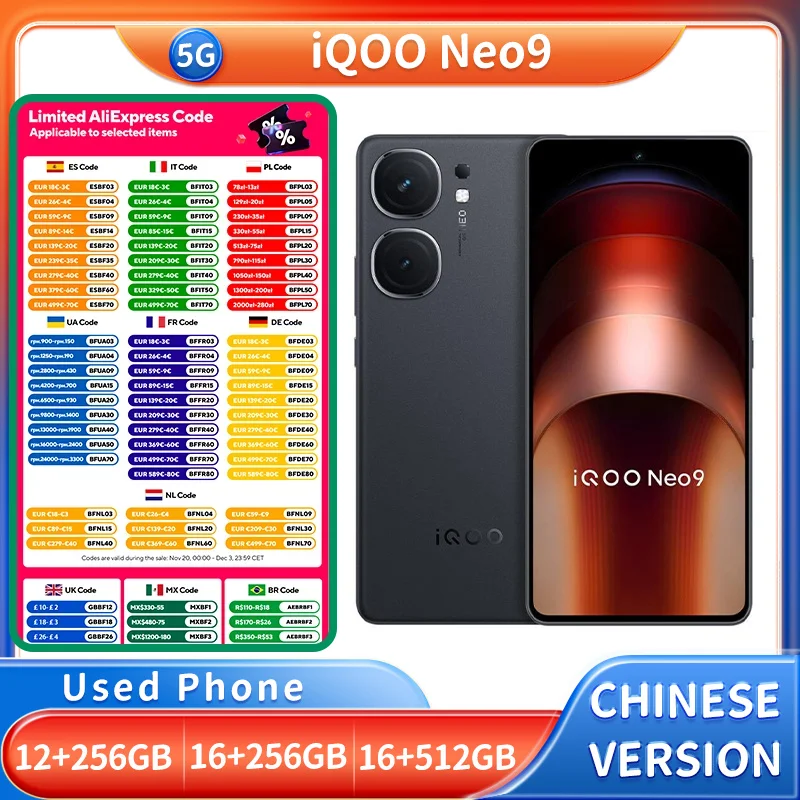 iQOO Neo 9 5G Android Flashcharge RAM 12GB ROM 256GB 6.78in Full