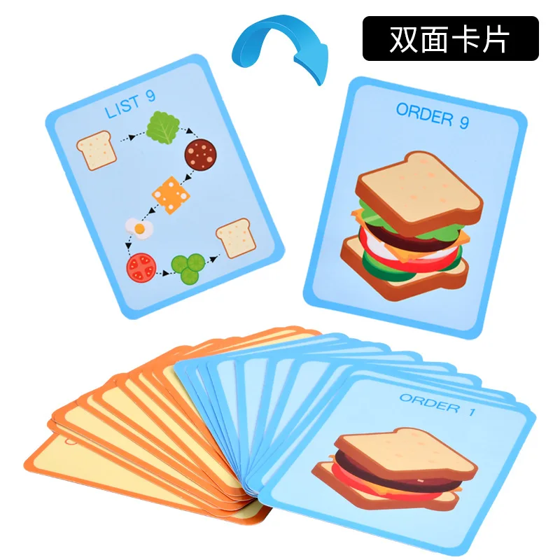 Hamburger in Legno Impilare Giocattolo, Cucina Giocattolo per Bambini Legno Realistico Pane Hamburger Modello Puzzle Giochi da Impilare Cibo Giocattoli Montessori Regalo per 2+ (Sandwich