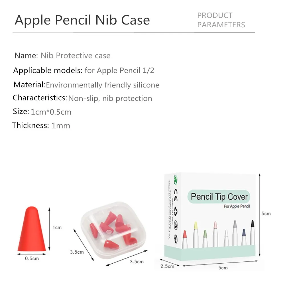 8 stücke Weiche Silikon Stumm nib Abdeckung Für Apple Bleistift Spitze Abdeckung Austauschbare Spitze Für Ipad Bleistift 1 2 Stylus Stift spitze Schutz Fall – Detail 7