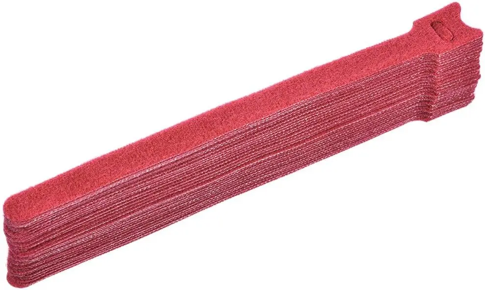 

Tcenofoxy Reusable Cable Ties, 8 Inch Hook and Loop Cord Wraps, Red Adjustable Strap 30pcs