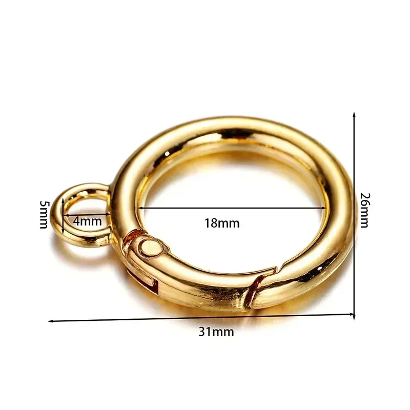 Spring Ring Clasp Metal Keyring Clasp Metal Jump Rings Snap Hook Keychain Rings Spring Gate O Ring 2/5/10pcs Metal Ring Spring Clasps for DIY Jewelry Openable Round Carabiner Keychain Bag Clips Hook Buckles Connector