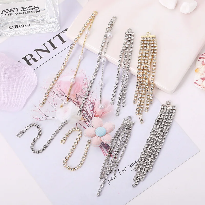 10pcs/Lot Trendy Rhinestone Copper Tassel for Jewelry Making DIY Handmade Phone Charm Earring Necklace Findings Accessories