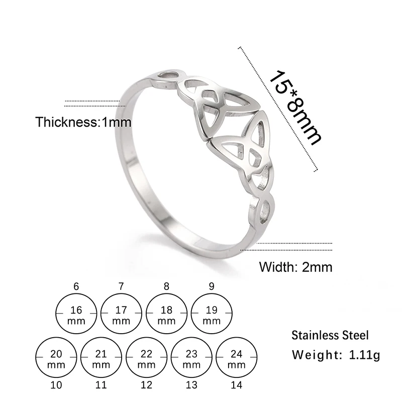 Witch's Irish Knot Ring für Frauen Edelstahl Irland Keltische hohle Fingerringe Neue Hexerei Amulett Schmuck Geburtstagsgeschenk – Detail 34