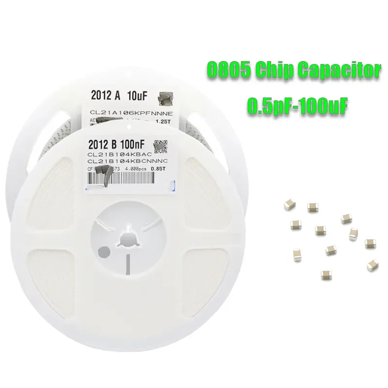

1reel 4000pcs 0805 50V SMD Thick Film Chip Multilayer Ceramic Capacitor 0.5pF-47uF 10NF 100NF 1UF 2.2UF 4.7UF 10UF 1PF