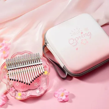 아크릴 17 키 칼림바 투명 칼림바 전문 어린이 초보자 연습 악기, 무료 액세서리, 고급 선물