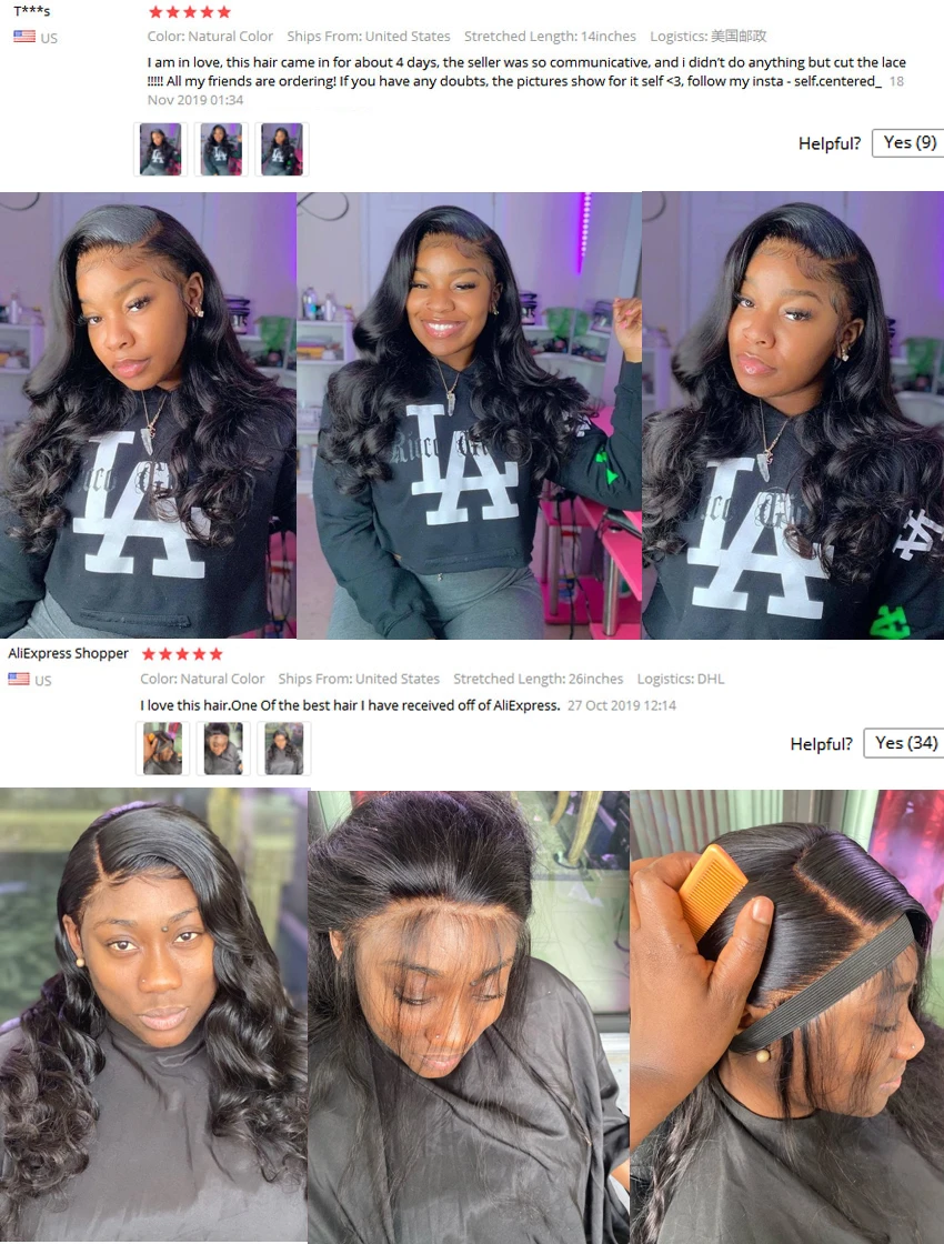34 36 lange Zoll 13x4 Body Wave Lace Front Echthaar Perücke 180% Dichte HD transparente Spitze Frontal Perücken für Frauen Remy Haar – Detail 3