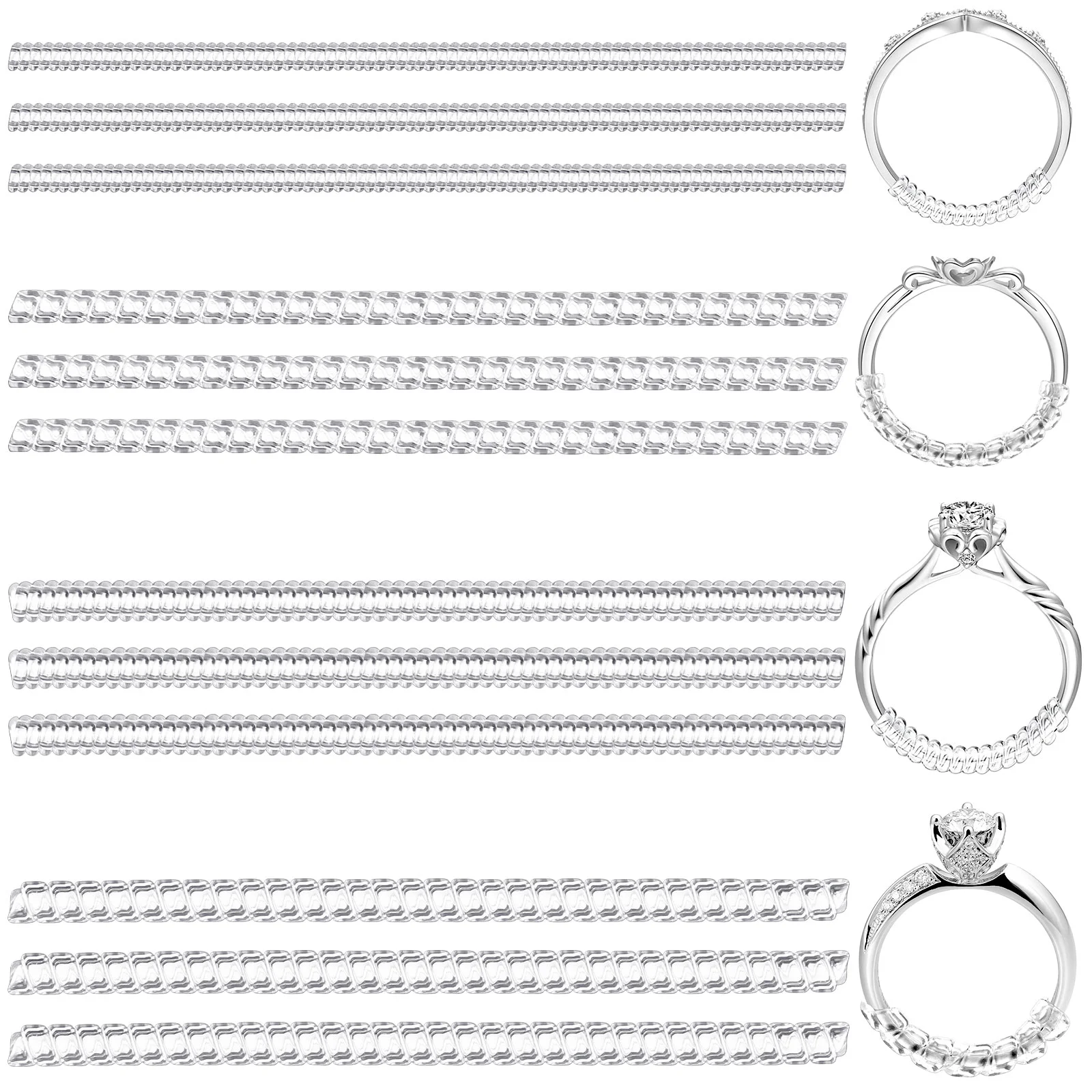 

12 Pcs Adjustment Artifact Ring Size Adjuster Women Rings for Guards Clear Silicone