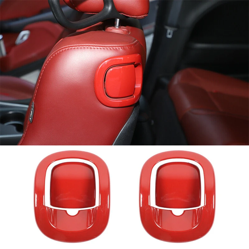 Backrest Seat Handle Button Decor Cover Bezel Trim Red For Dodge