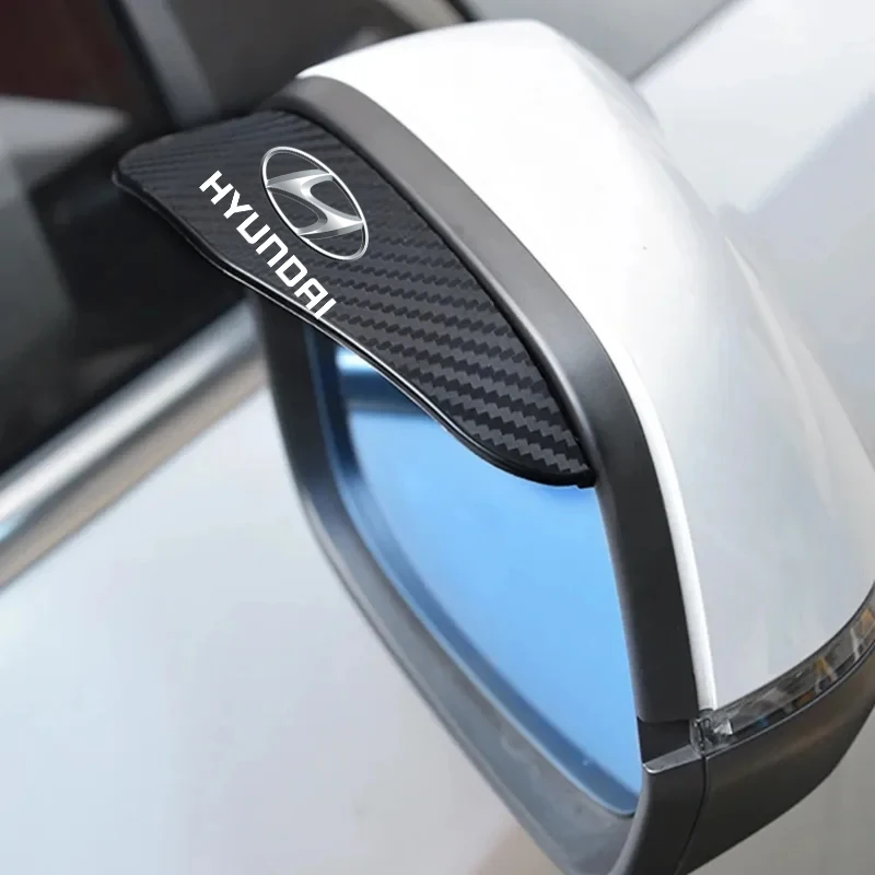 Carbon Fiber Car Rearview Mirror Eyebrow Rain Cover 2Pcs for Hyundai Santa Fe Sonata Solaris Azera Creta I30 Ix25 Tucson IX35