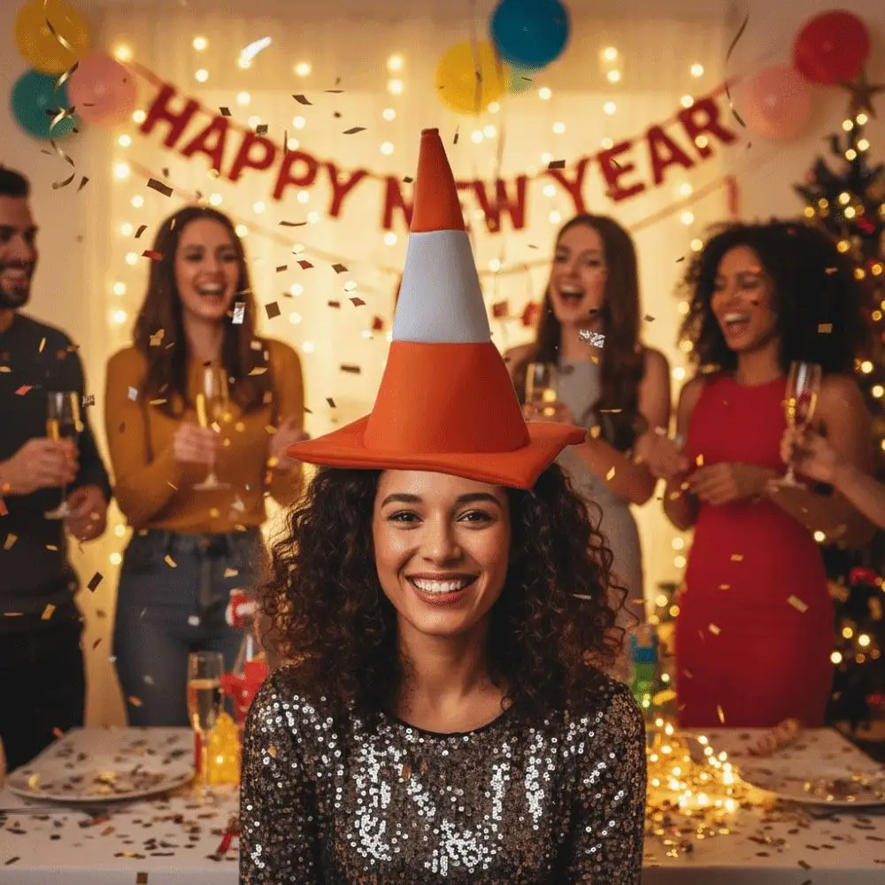 Karneval Faltbarer Verkehrskegel-Hut, Verkleidungs-Maskerade-Party-Kopfbedeckung, Rollenspiel für alle Altersgruppen, Halloween-Kostüm, lustiger Hut für Showpartys – Detail 3
