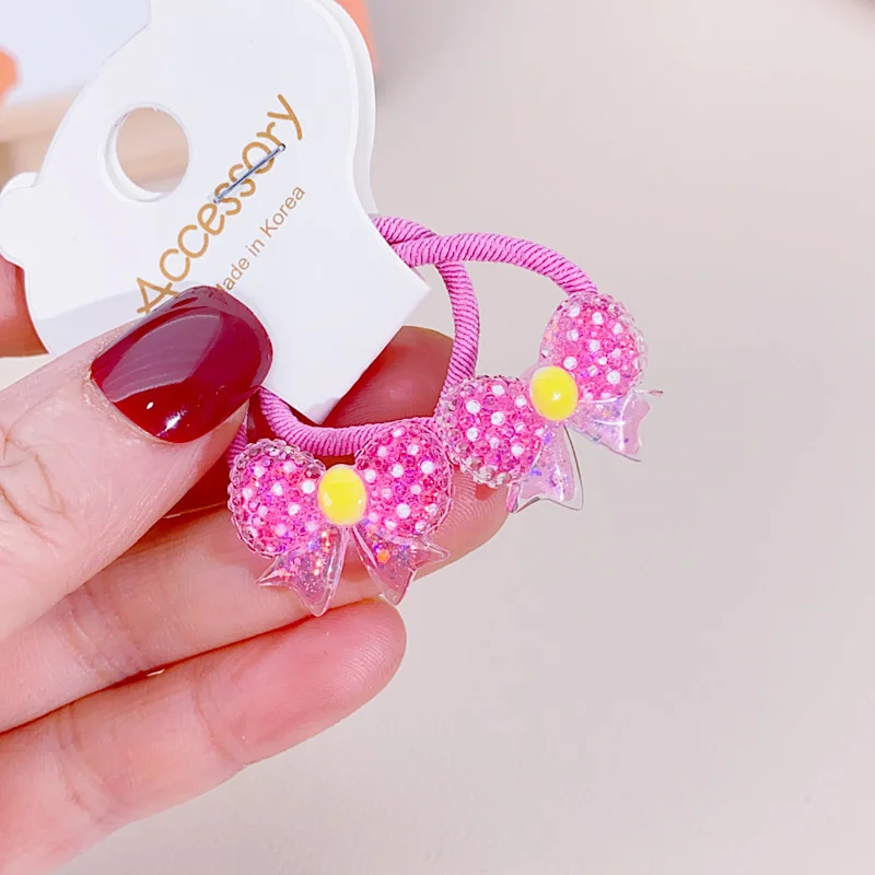 2pcs neue süße glänzende Kirsche Bogen Mädchen Kinder elastische Haar bänder Kinder Haar gummis Prinzessin Haarschmuck Baby Kopf bedeckung – Detail 17