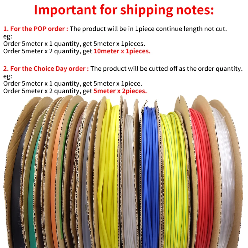 1/5M Diameter 0.6 1 2 4 6 8 10 20 150mm Polyolefin Heat Shrink Tube Wire Wrap Protection 2:1 Shrink Ratio Insulated Cable Sleeve heat shrink tube