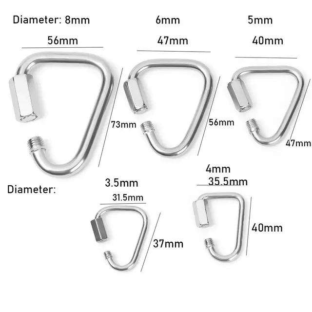Outdoor Camping Hiking Screw Lock Accessories Hanging Hook Triangle Carabiner Kettle Buckle Chain Keychain Snap Clip 6