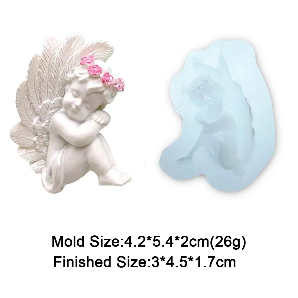 Heiße 3 Stile DIY Kleiner Engel Amor Silikonformen Dekorationswerkzeuge Epoxidharzform Mini Handgemachte Gips-Tonform Haushaltsbedarf – Detail 5