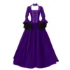 Medieval Victorian Court Lace Patchwork Gothic Dress Halloween Witch Cosplay Party Costume Square Neck Flare Sleeve Maxi Dress 2
