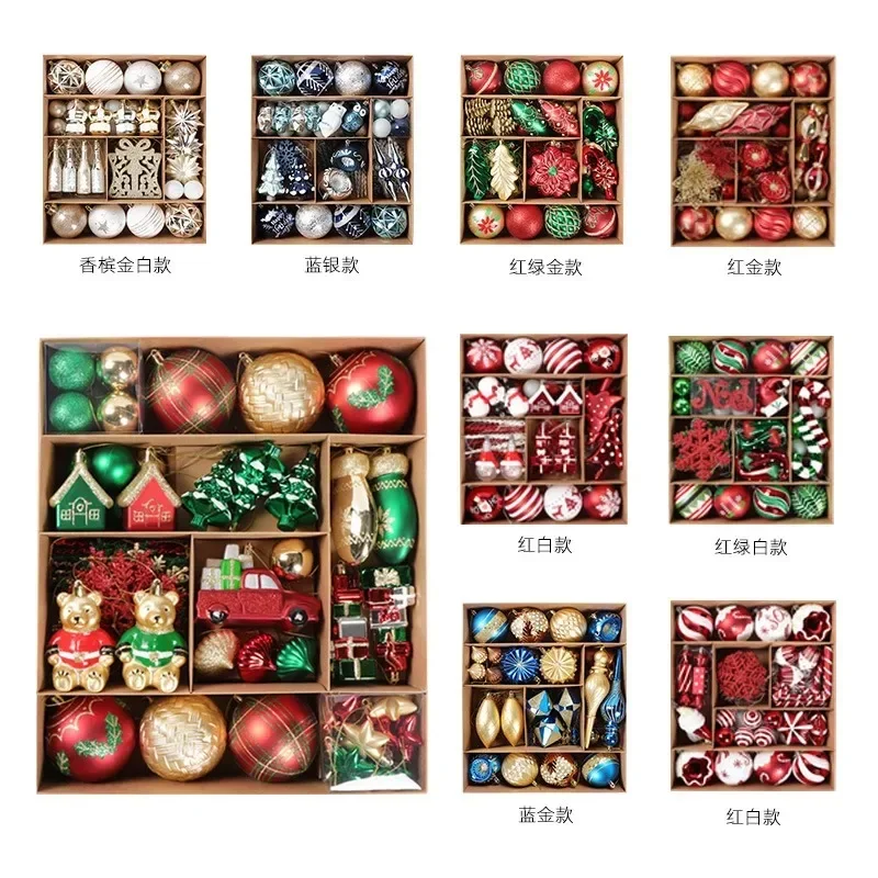 

70pcs New Christmas Balls Ornaments Xmas Tree Party Pendant Special-shaped Printed Decoration Christmas Spheres