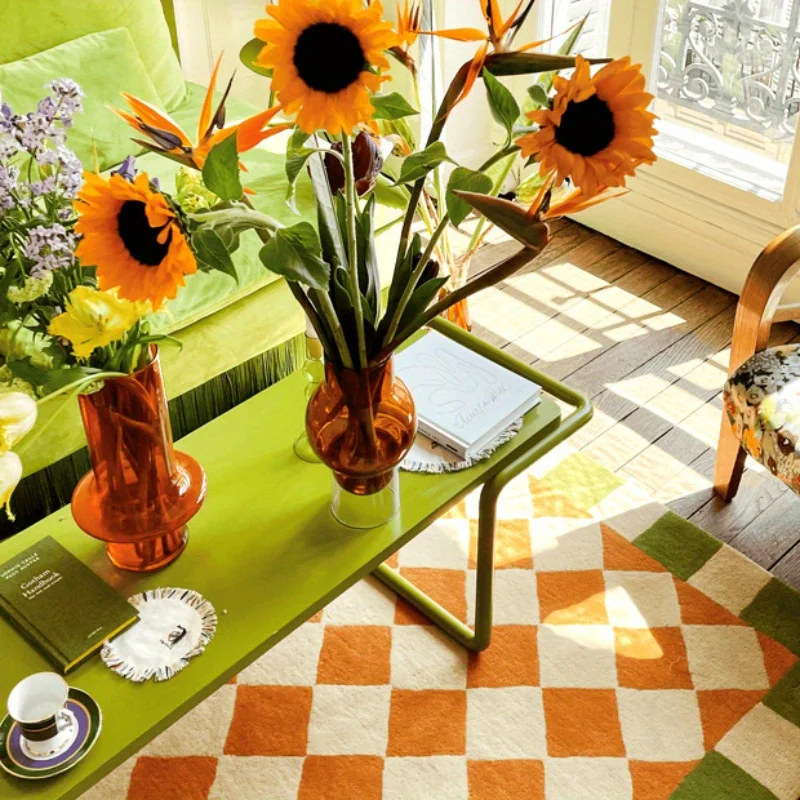 Checkered Area Rug Living Room Non-slip Entrance Door Mat Sofa Table Large Area Carpets Bedroom Bedside Floor Mat Home Decor Rug 6