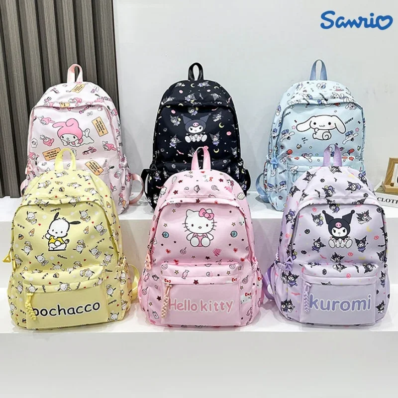 

Рюкзак Hello Kitty Sanrio, милый рюкзак Kuromi Cinnamoroll, школьный портфель с мультипликационным аниме, повседневные дорожные рюкзаки для девочек