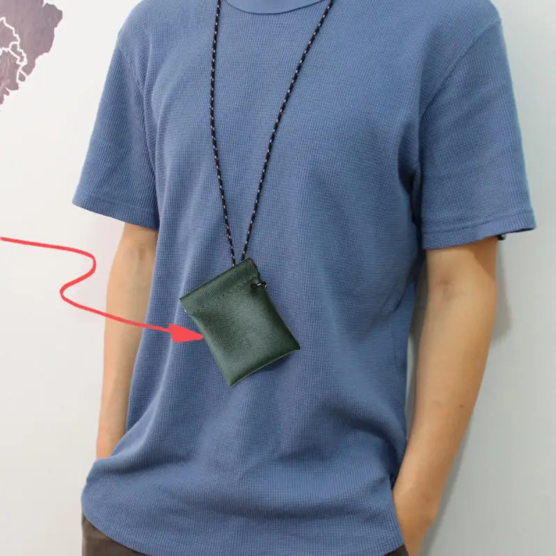 Neck Hanging Headphone Storage Bag To Prevent Loss Men Women Coin Key Small Bag Wallet Pu Leather Card Bag Mini Coin Purse
