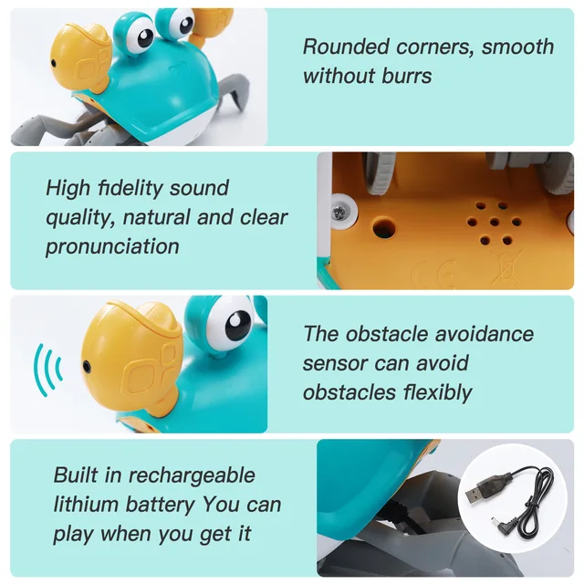 Crawling Crab Baby Toy Touch and Walk Music Light Baby Crawling Toys for Kids Toddler Interactive Learning Development Toy 3