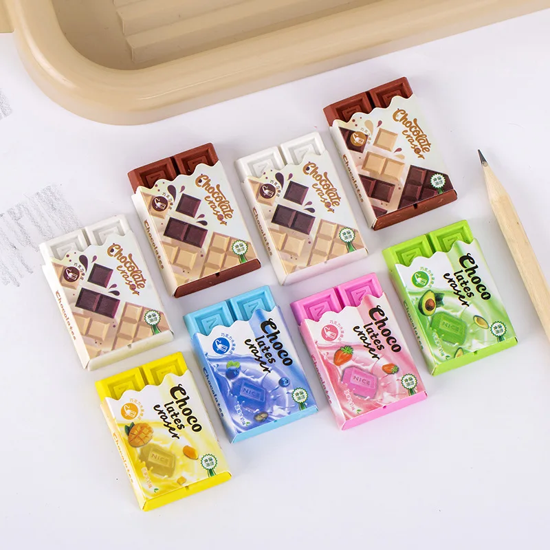 1 Piece Lytwtw's Cute Kawaii Candy Color Rubber Fun Creative Chocolate Eraser Novelty Stationery Office School Supplies 2