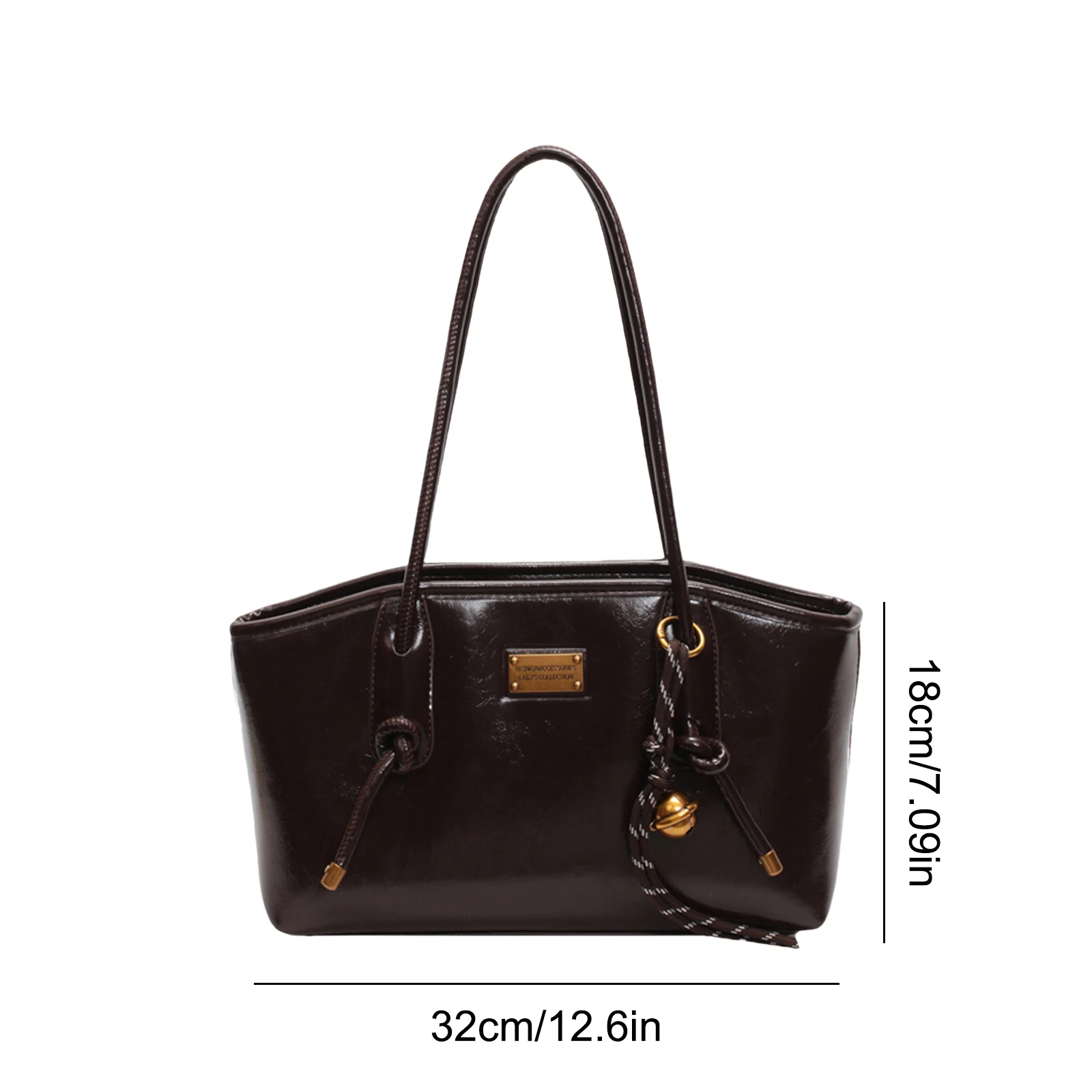 PU Leather Shoulder Bag Versatile Underarm Bag with Pendant Commuter Bag for Women Work Shopping Travel