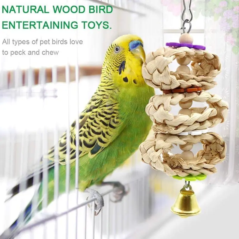 9 Pcs/Set Bird Parrot Swing Toys Chewing Standing Hanging Perch Hammock Climbing Ladder Bird Cage for Budgerigar Conure