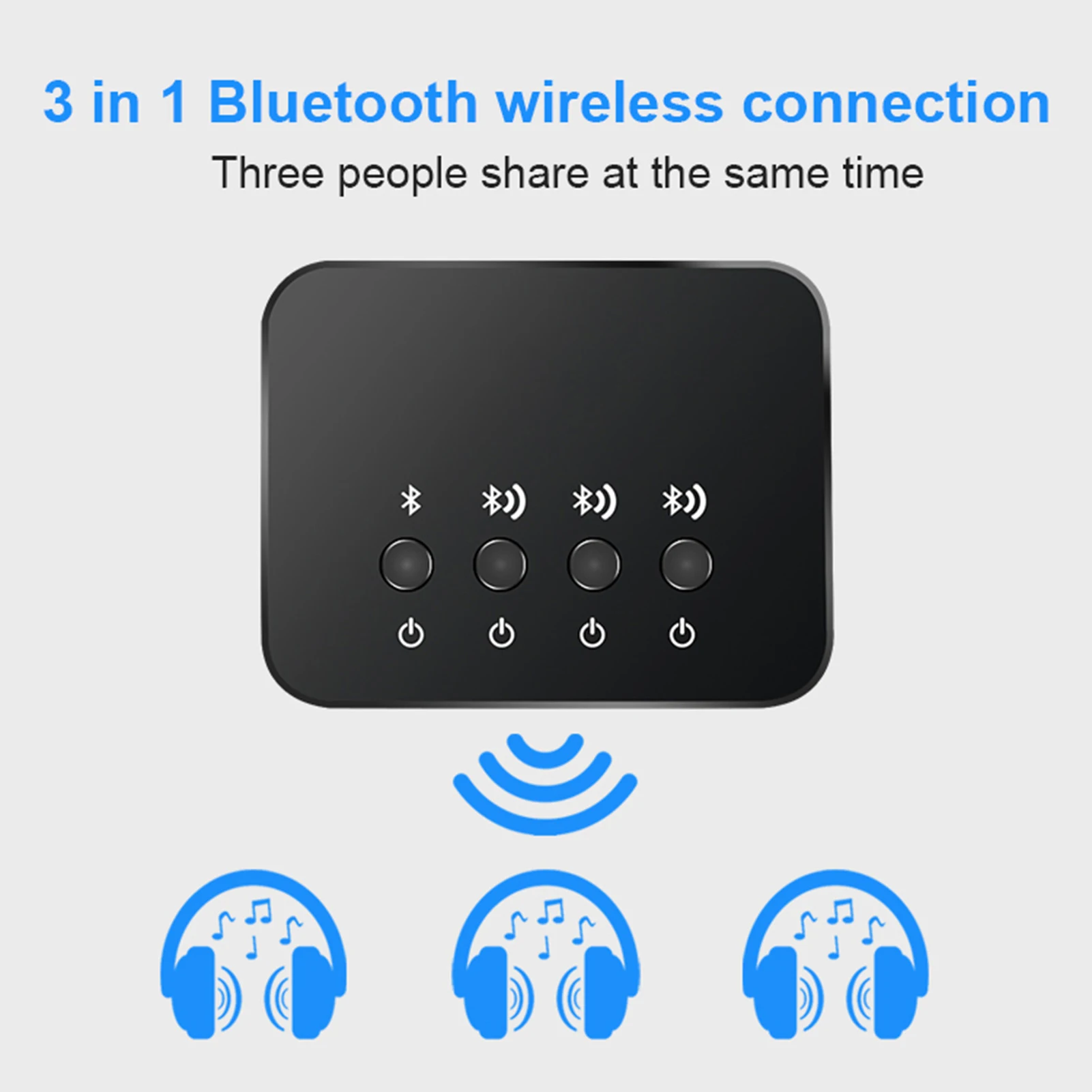 3-In-1 Blue-tooth Transmitter Portable Audio Receiver Audio Adapter Music Sharing Device Pairs 3 Devices Simultaneously