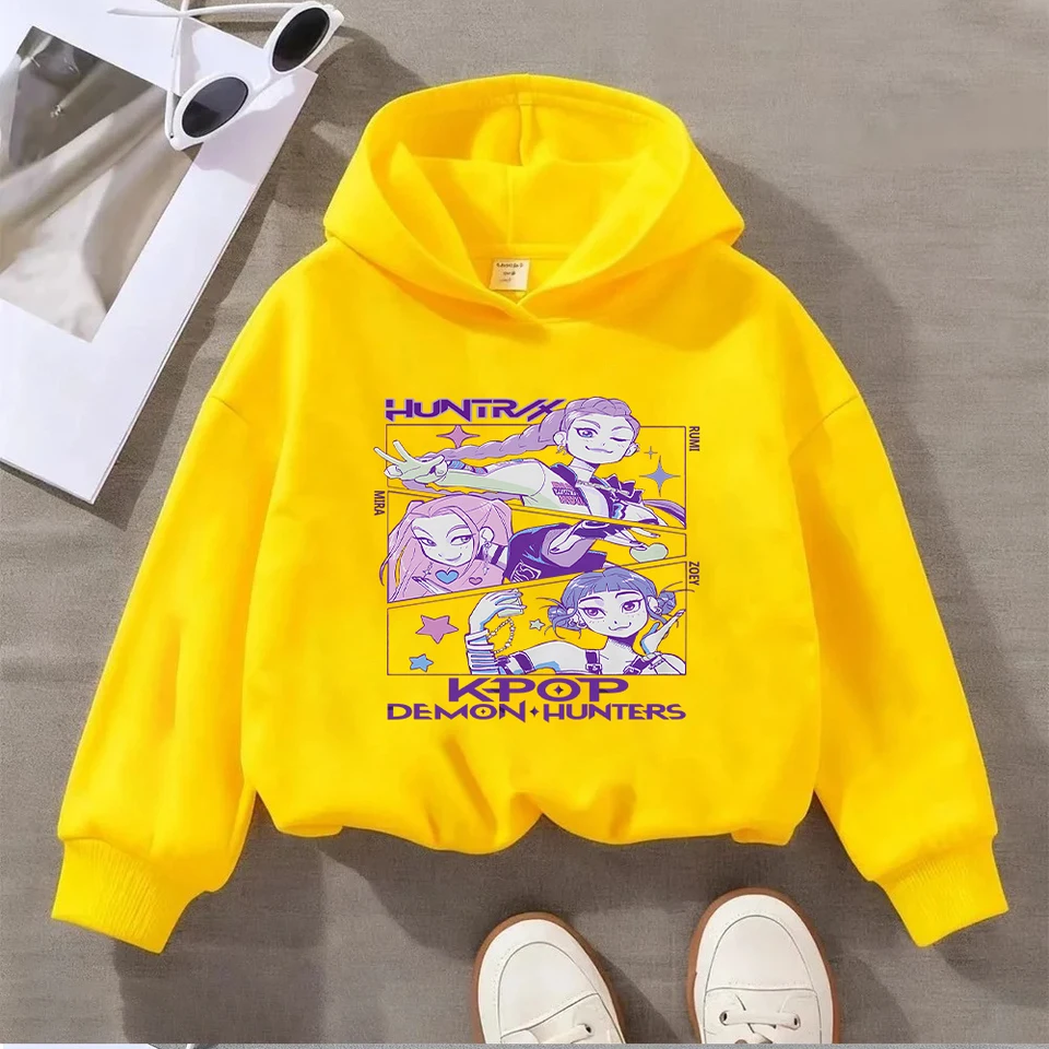 Sudadera Con Capucha Huntrix KPop Para Niños/Adolescentes - Estampado Anime, Corte Oversize, Con Bolsillos Grandes