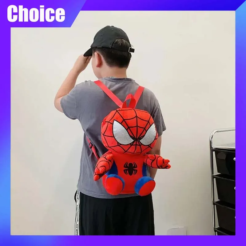 Spider Man Children Plush Backpack Kawaii Cute Anime Cartoon Kindergarten Travel Outdoor Bag Plush Doll Kid Birthday X-mas Gifts