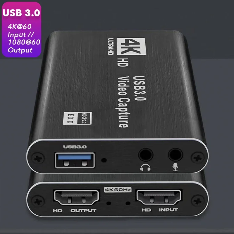 Ultra HD 4K Video Capture Card - HDMI-Compatible 1080P 60Hz Video Recorder for Game Recording & Live Streaming