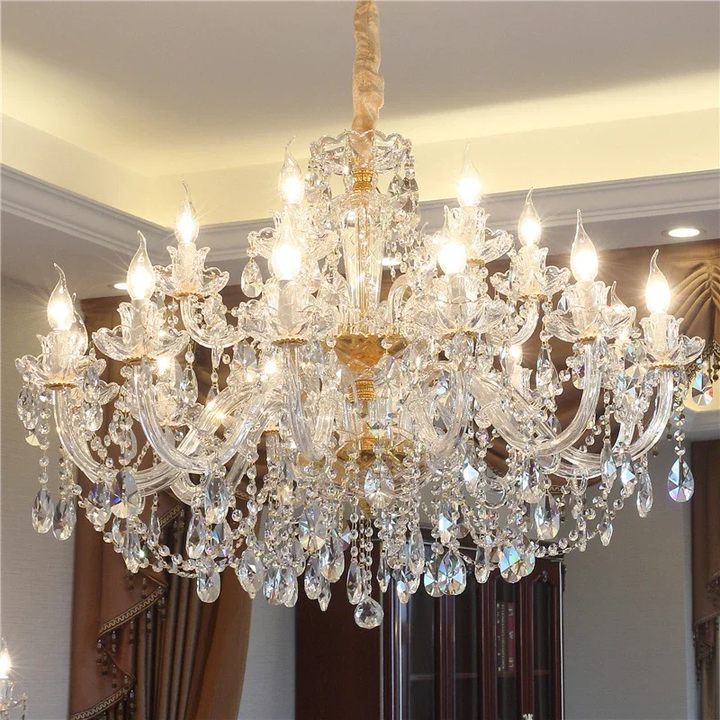 

Modern Crystal Chandelier Lighting Living Room Bedroom Clear Hanging Lights Fixtures Nordic Wedding Decoration LED Pendant Lamps