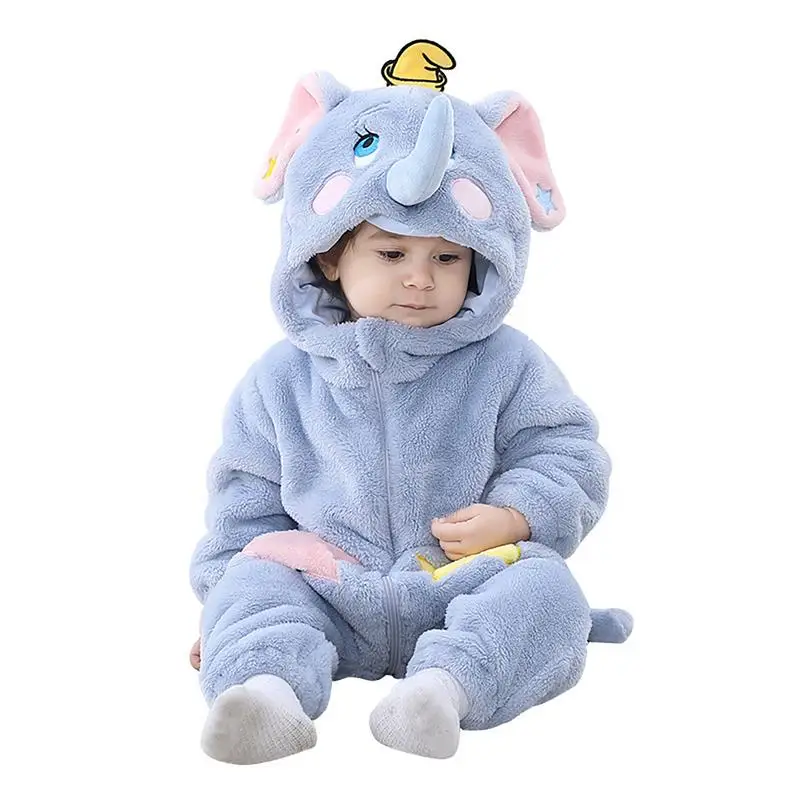 

Children Elephant Costume Cartoon Hooded Animal Zippered Onesie Boys Girls Breathable Rompers For Indoor Wear Costume Party