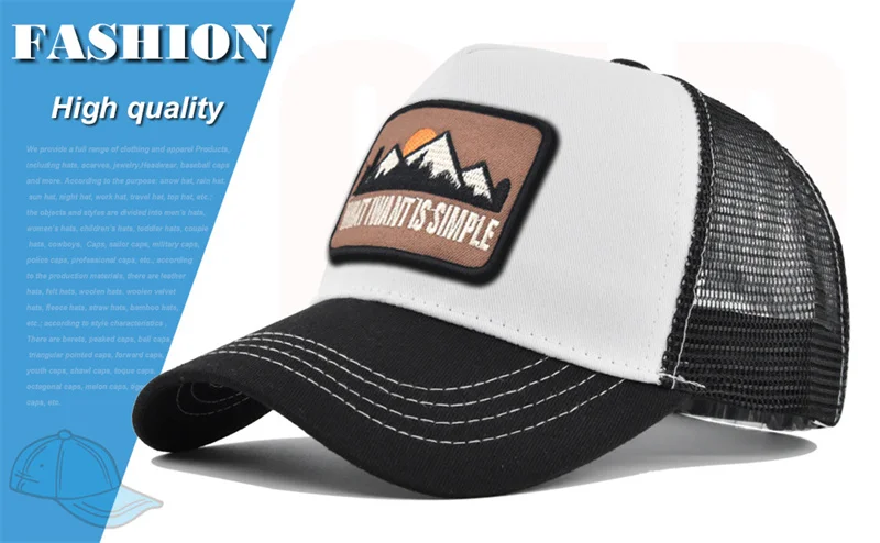 Marken-Netzstoff-Baseballkappe mit Buchstabenstickerei für Damen und Herren, Snapback Sonnenschutz Outdoor Sonnenhut, Dad Trucker Hut, Designer-Kappe – Detail 3