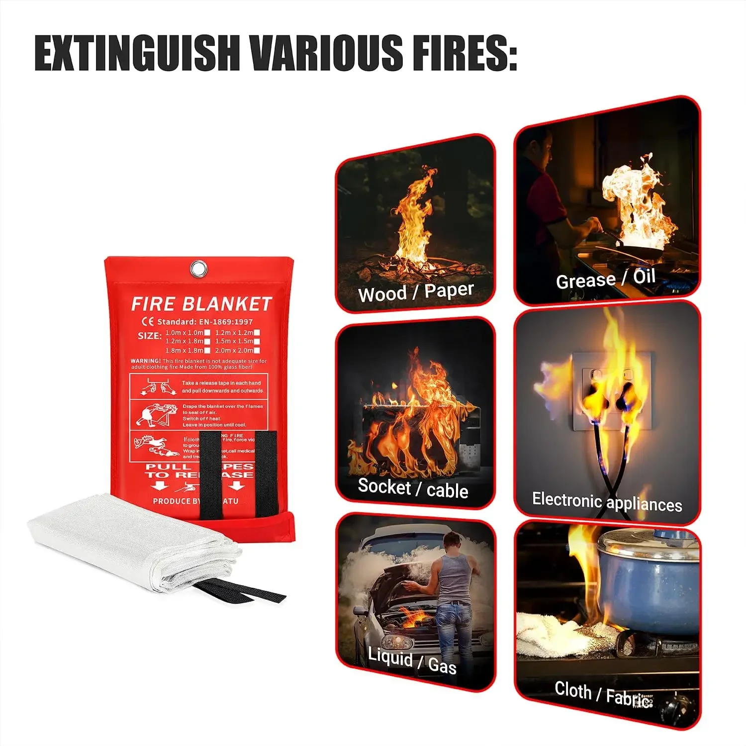 Family Emergency Fire Extinguishing Blanket Flame-retardant Escape Hood