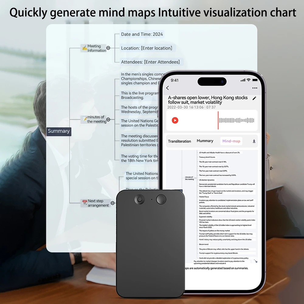 Intelligent AI ChatGPT-4 App Phone Call Voice Recorder Transcribe Summarize LanguageTranslation Device Audio Dictaphone 8-128GB voice recorder