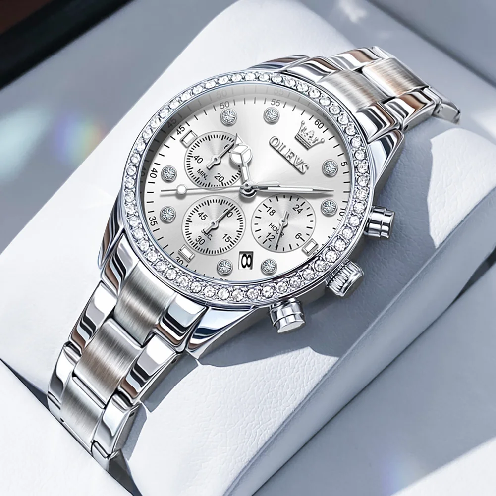 OLEVS ساعات نسائية العلامة التجارية الفاخرة الفضة...