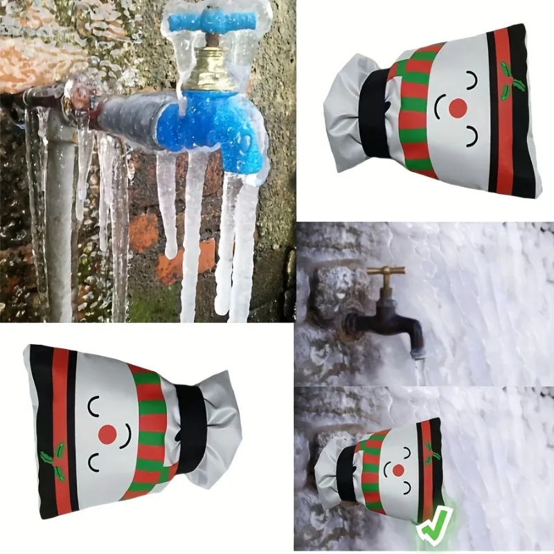 Winter Snowman Outdoor Faucet Cover, Frost-Free Anti-Freezing Insulation Protector, Christmas Themed, Reusable