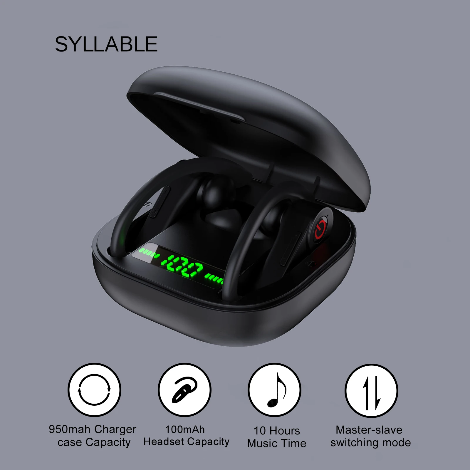 

SYLLABLE PowerHBQ Pro TWS 10 hours headset bass True Wireless Stereo noise reduction SYLLABLE Earphones Volume control earbuds