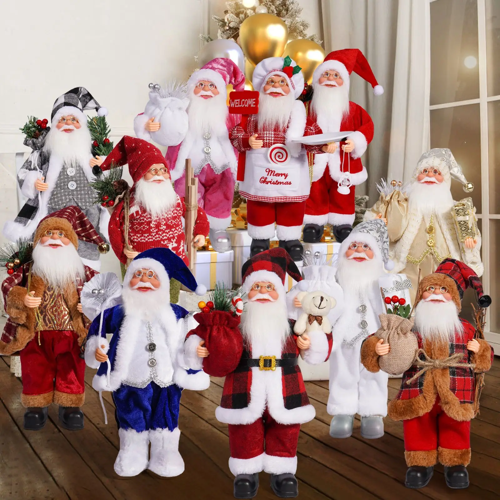 12 Inch Standing Santa Claus Doll Children Doll Xmas Gift Christmas Tree Decorations Navidad Home Party Supplies Xmas Ornaments