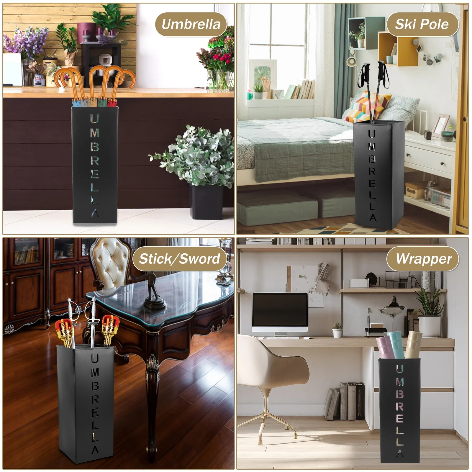 Umbrella Stand Rack Decorative Umbrella Holder Bin Holder Free Standing Multipurpose Walking Sticks Storage