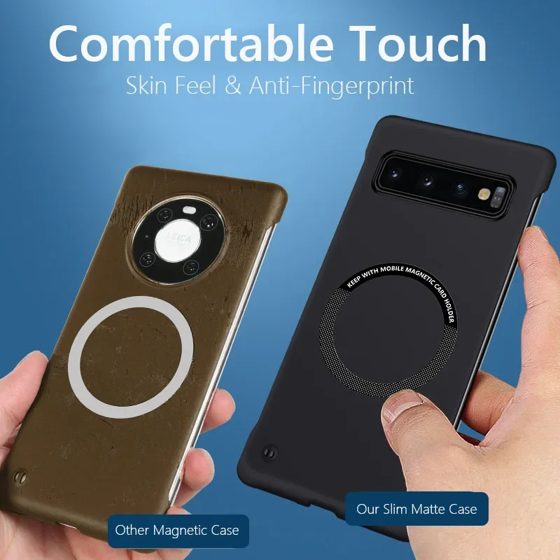 Frameless Magnetic Magsafe Slim Case with Wireless Charging Hard Back Cover