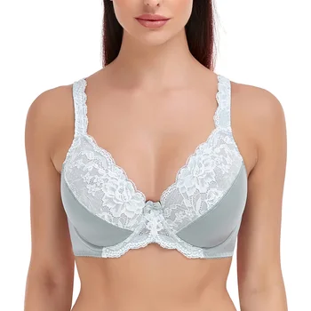 TELIMUSSTO Women's Sexy Floral Lace Plunge Bra Underwire Lingerie Bralette  Cup 32A at  Women's Clothing store