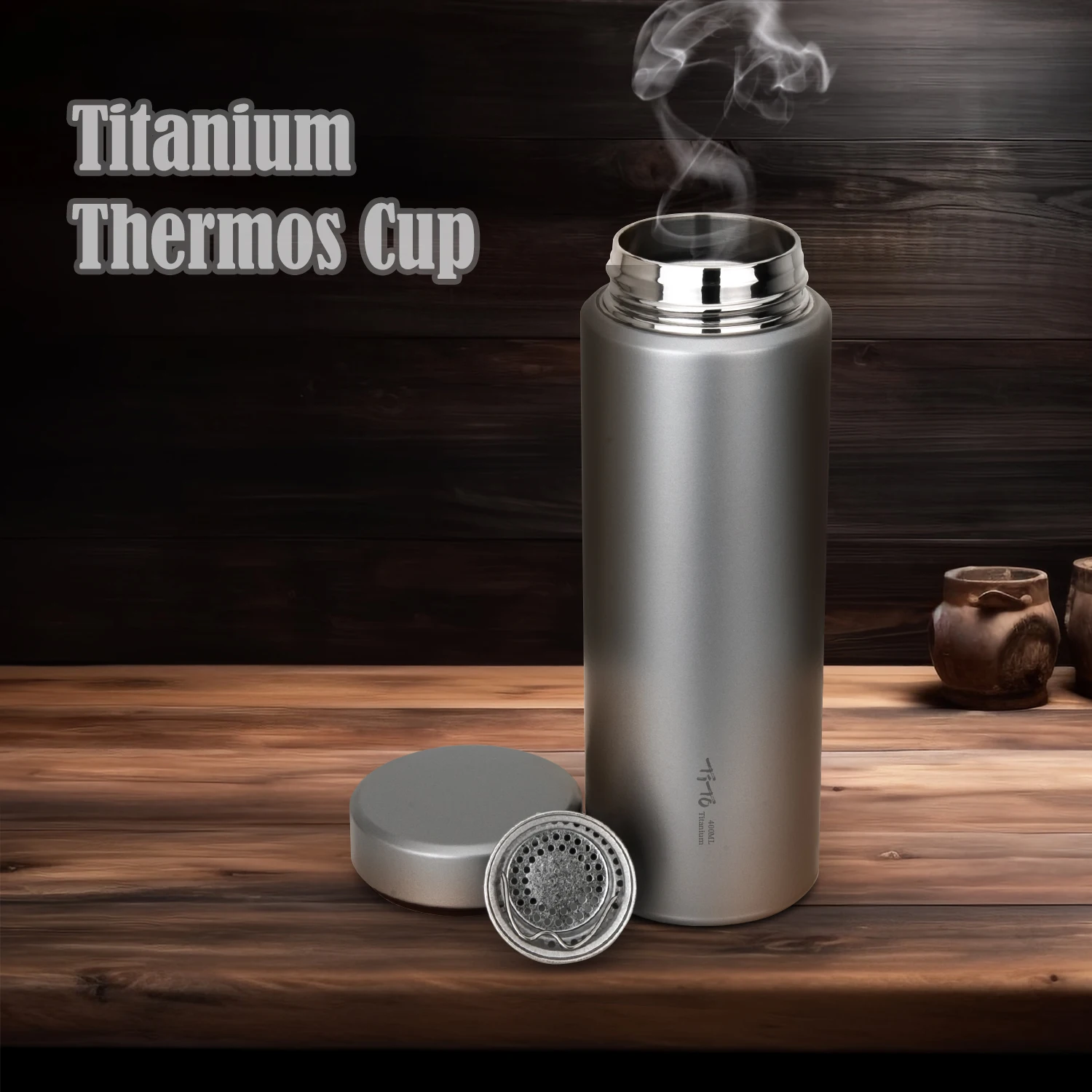 TiTo 400ml Thermos Cup Bottle Water Coffee Mug Sandblasted Titanium Hydroflask Portable Vacuum Business Flasks & Thermoses