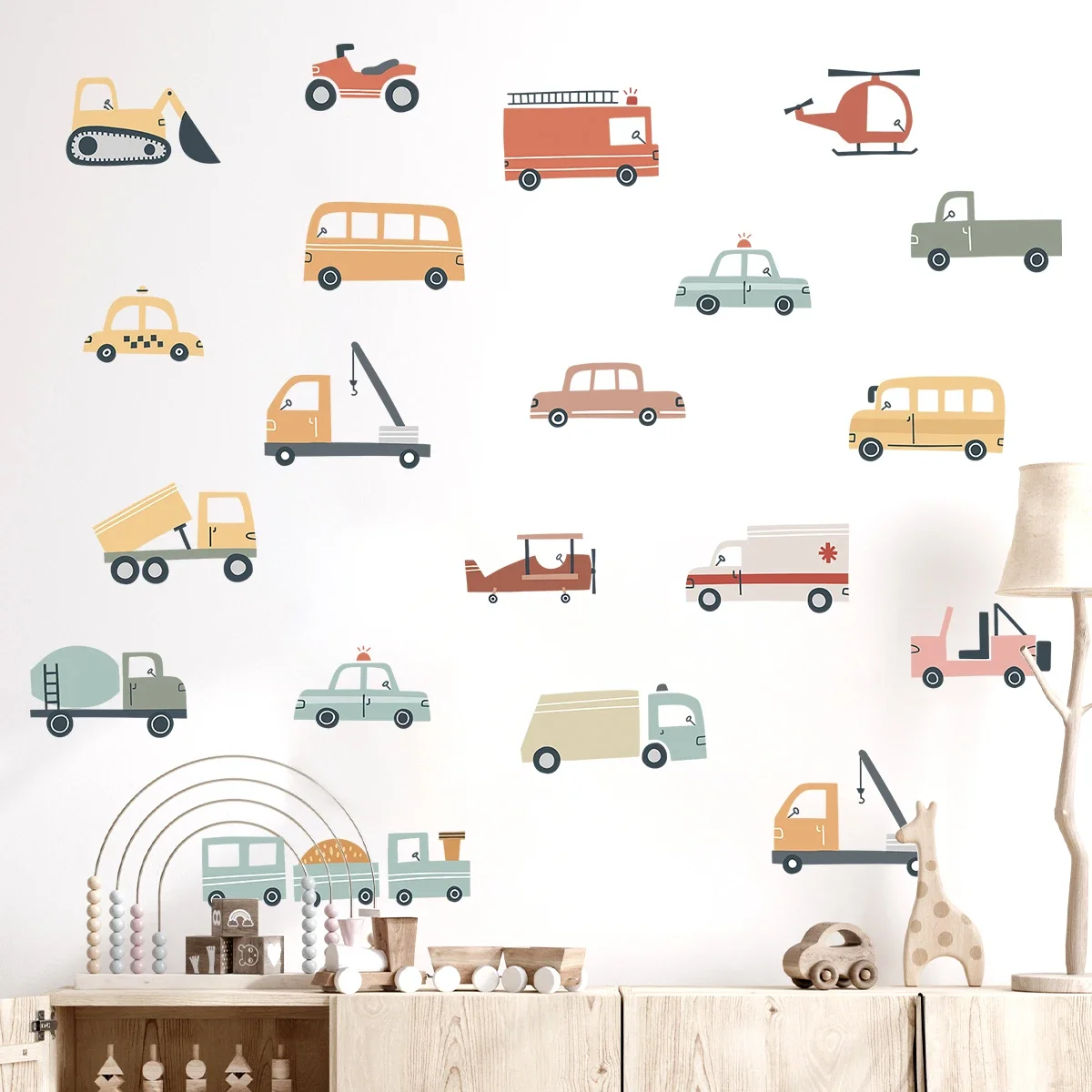 1Pc Cartoon Car Construction Truck Furniture Wall Stickers for Kids Room Decor Baby Bedroom Decoration Living Room Wall Decals luminous wall stickers wall stickers vinyl decal stickers