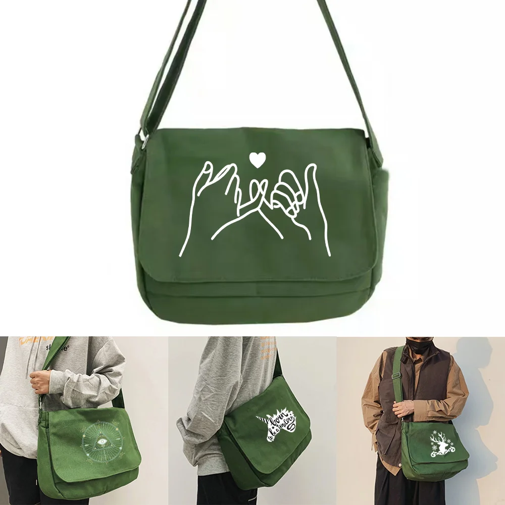 Messenger Shoulder Bags Casual Female Large Capacity Handbags Women's Crossbody Travel Shopping Bag White Picture Series Print
