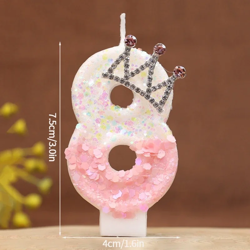 Pink Crown Birthday Candle - Adorable Number Candle for Cake Topper Celebrations