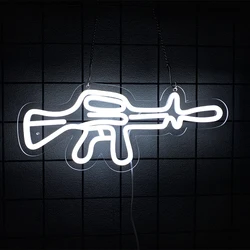 Neon AK47 Gun - Shaped LED Wall Art for Home and Game Room Decor (H)
