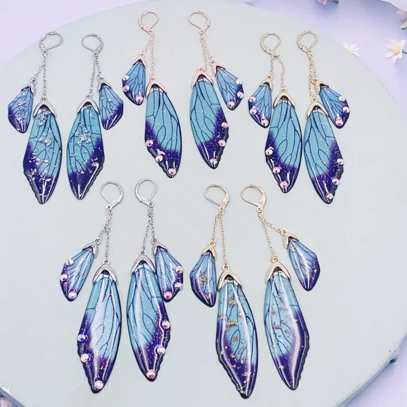 Dangle Earrings Drop Earrings Butterfly Earrings Animal Earrings Fairy Multicolor Resin Butterfly Earrings for Women Clear Crystal Enamel Double Simulation Wing Drop Earrings Party Jewelry Gift